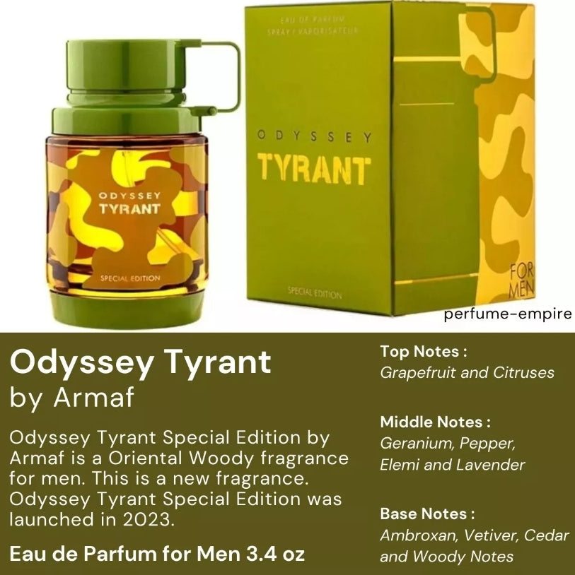 Odyssey Tyrant Special Edition Eau de Parfum 100ml – Bold, Fresh, and Spicy Masculine Fragrance by Armaf