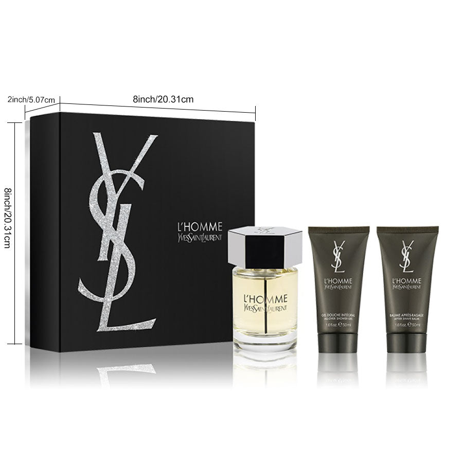 Yves Saint Laurent L’Homme for Men – 3-Piece Gift Set | EDT Spray + 2 Shower Gels | Sophisticated & Spicy Fragrance