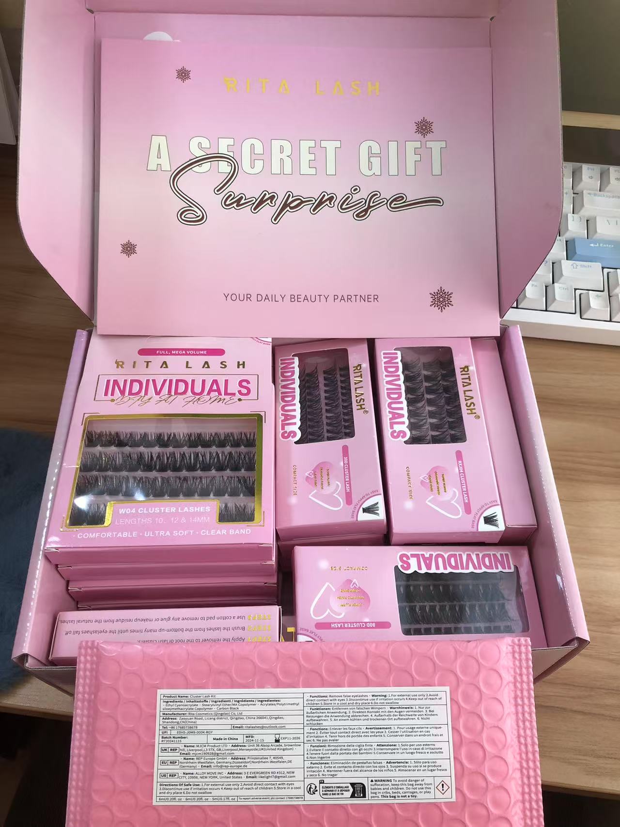 💁♀️Individual False Eyelashes Extension Kit Curl Wispy Style, 12 Box Lashes with Glue&Bond Seal&Remover&Curler, Individual Lashes Makeup Kit
