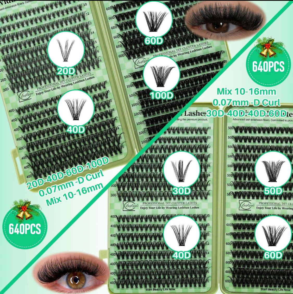 Individual False Eyelashes Extension Kit Curl Wispy Style,Individual Eyelashes Makeup Kit, 4 Box Lashes Book with Bond Seal&Remover&Tweezer