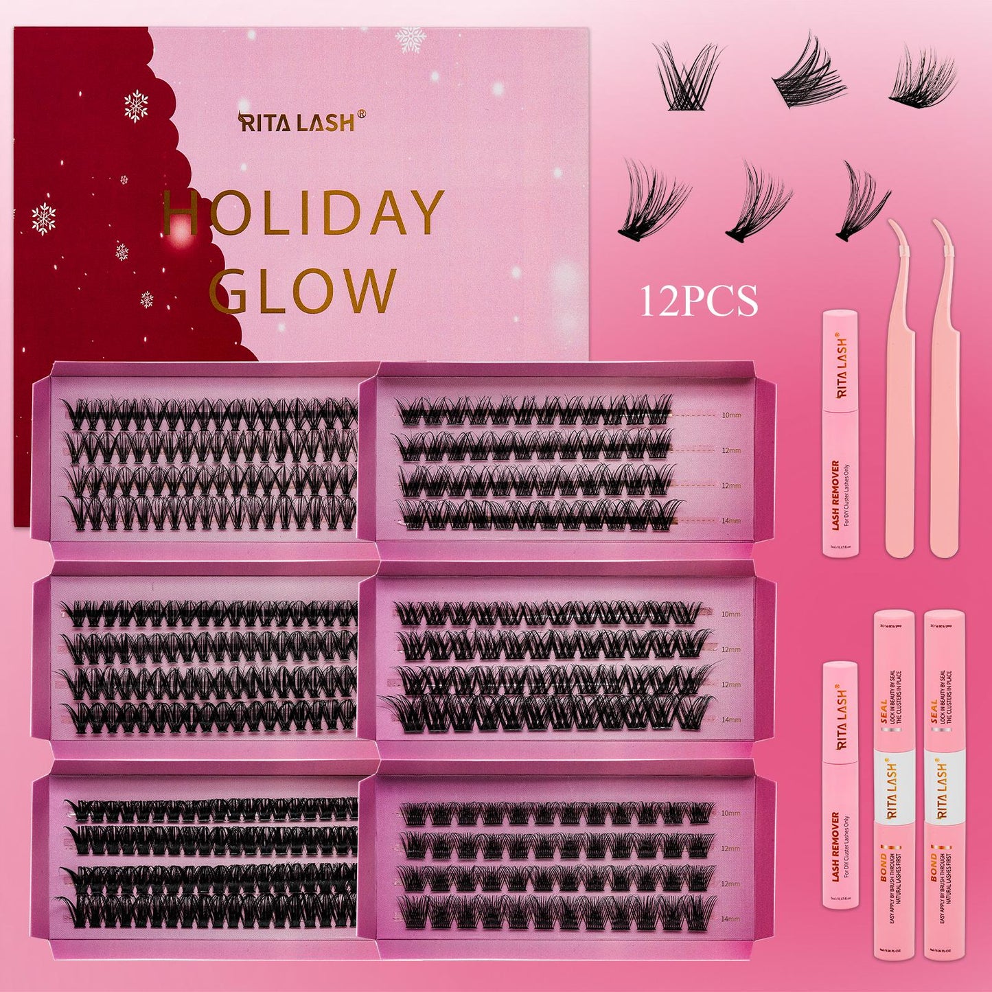 Natural False Eyelashes Kit,1Set Mixed Length & Styles Eyelash Extensions with Lash Glue & Remover &Tweezers, Self Grafting Fake Eyelashes,Cosmetic