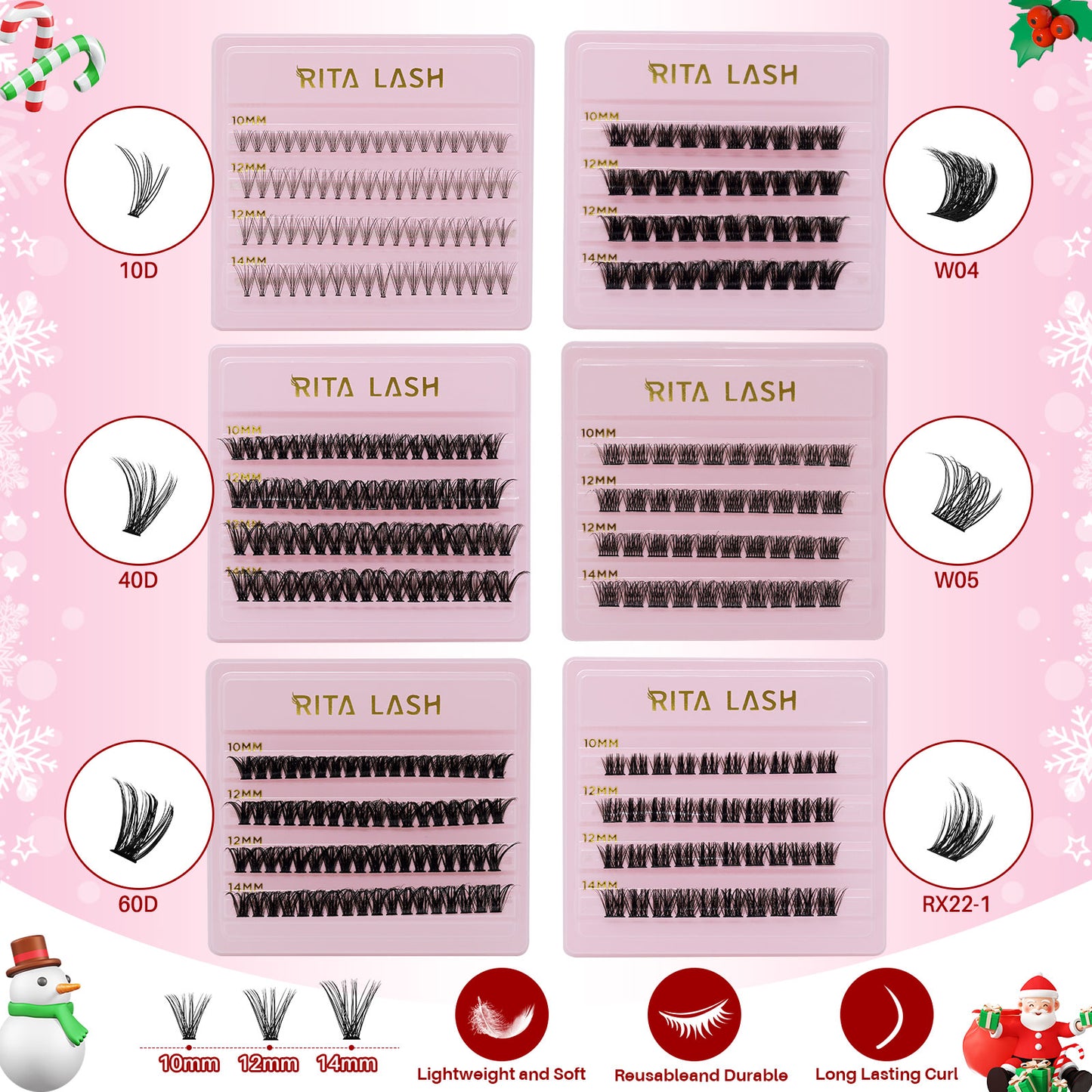 💁♀️Individual False Eyelashes Extension Kit Curl Wispy Style, 12 Box Lashes with Glue&Bond Seal&Remover&Curler, Individual Lashes Makeup Kit
