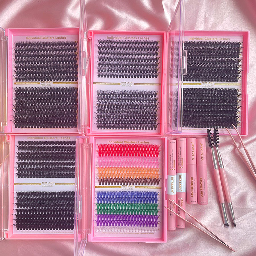 💋Individual Eyelash Kit, 1 BoxMixed Length & Styles Natural Look Eyelashes Extension, Self Grafting Curl Eyelashes,Eyelash Glue Extension, Eye Makeup Enhancement, Lash Clusters Kit, Makeup,Lash Clusters, Eyelashes Clusters