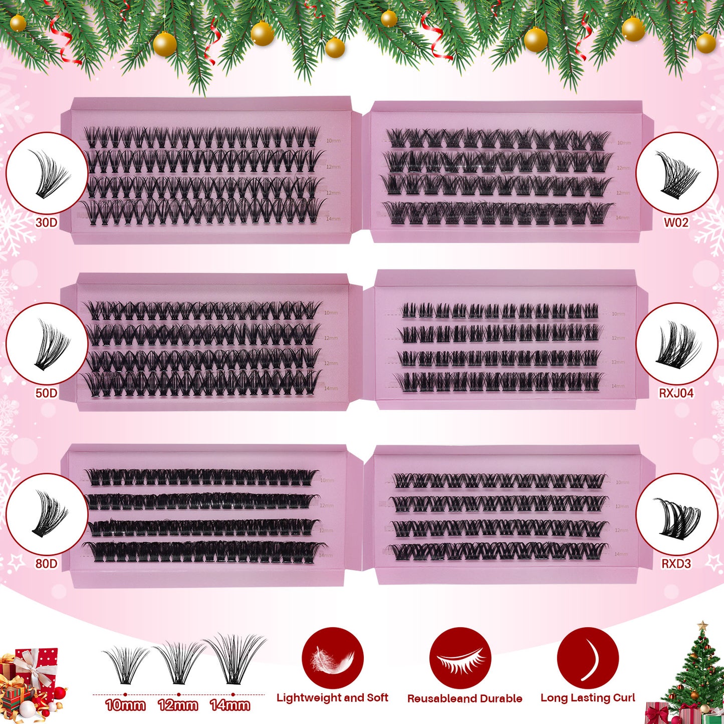 💁♀️Individual False Eyelashes Extension Kit Curl Wispy Style, 12 Box Lashes with Glue&Bond Seal&Remover&Curler, Individual Lashes Makeup Kit