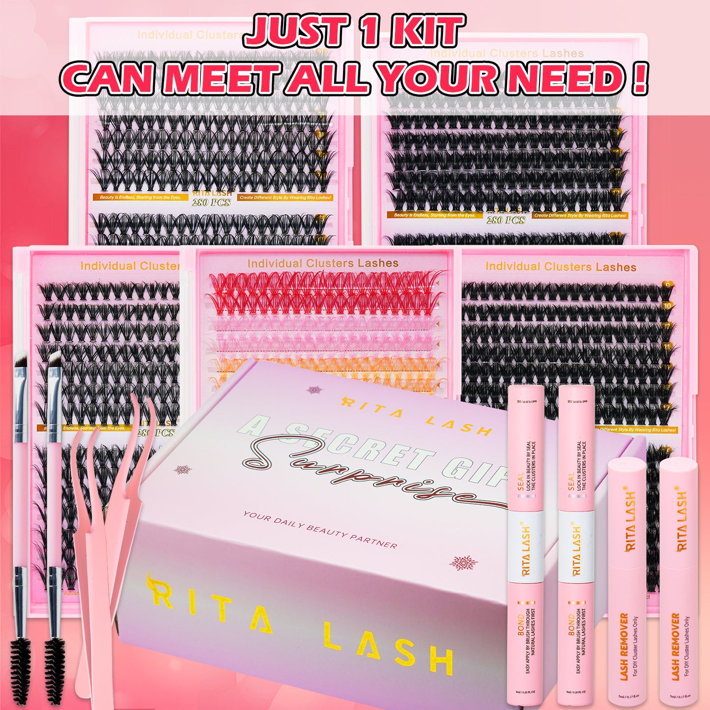💋Individual Eyelash Kit, 1 BoxMixed Length & Styles Natural Look Eyelashes Extension, Self Grafting Curl Eyelashes,Eyelash Glue Extension, Eye Makeup Enhancement, Lash Clusters Kit, Makeup,Lash Clusters, Eyelashes Clusters