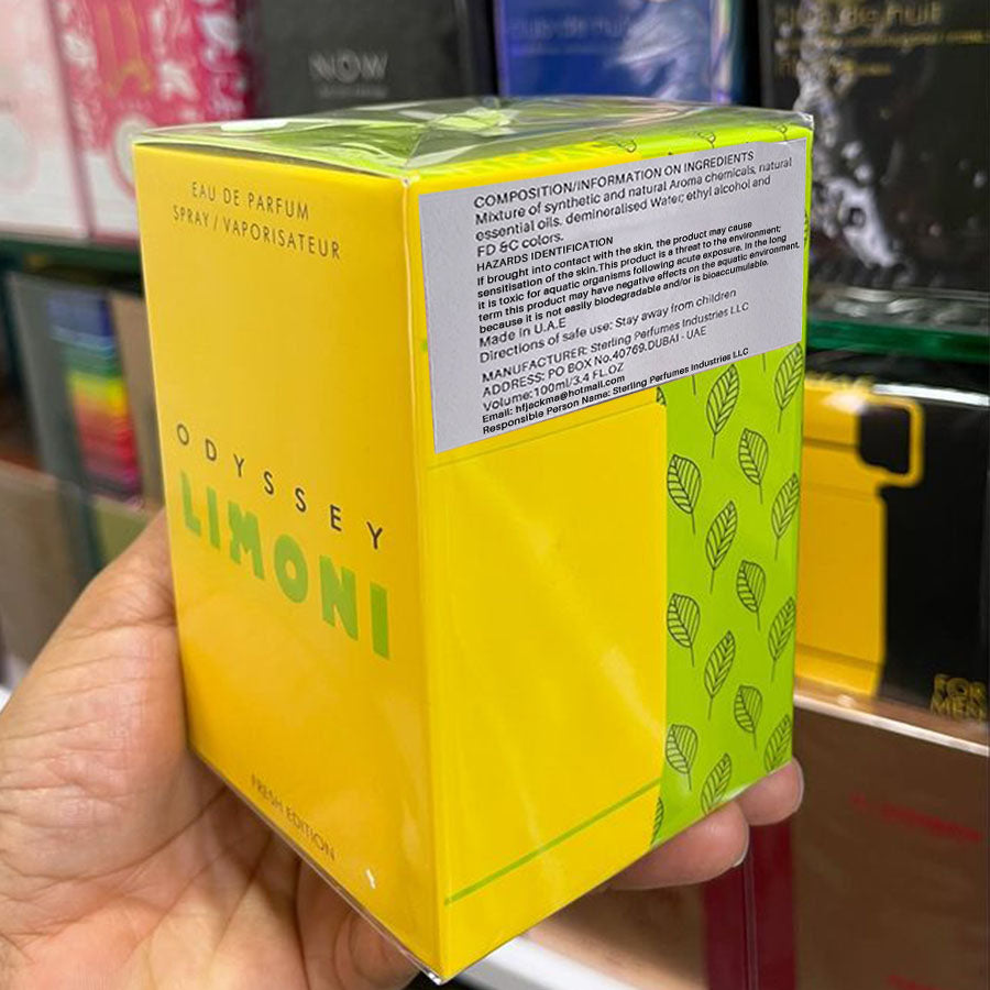 Armaf™ Odyssey Limoni EDP 3.4 Oz – Fresh Lemon Fruity Scent for Men & Women | Long-Lasting, Alcohol-Free, Ideal for Daily Use