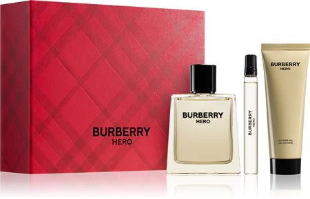 Burberry Hero for Men 3-Piece Gift Set – Eau de Toilette, Shower Gel & Travel Spray | Fresh Woody Scent