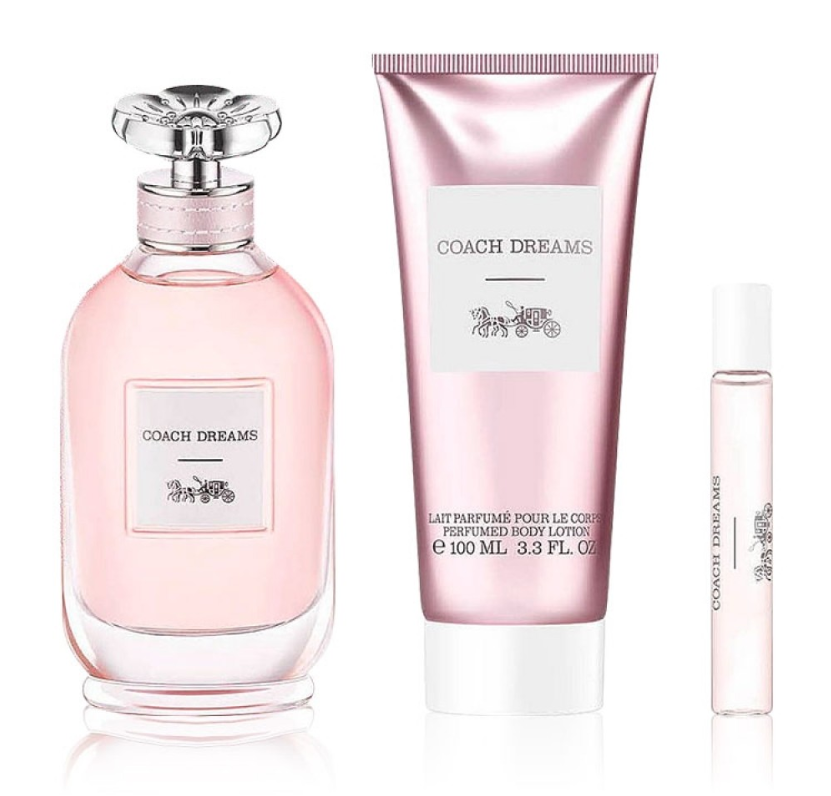 Coach Dreams for Women 3-Piece Gift Set – Eau de Parfum Full Size, Travel Spray & Body Lotion | Floral Fruity Fragrance