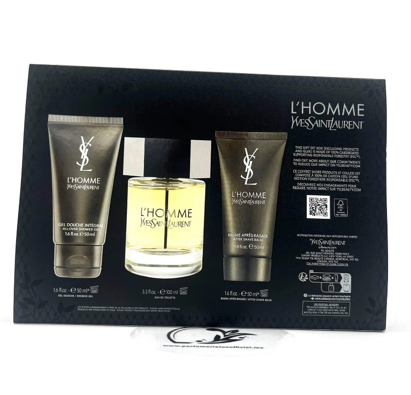 Yves Saint Laurent L’Homme for Men – 3-Piece Gift Set | EDT Spray + 2 Shower Gels | Sophisticated & Spicy Fragrance