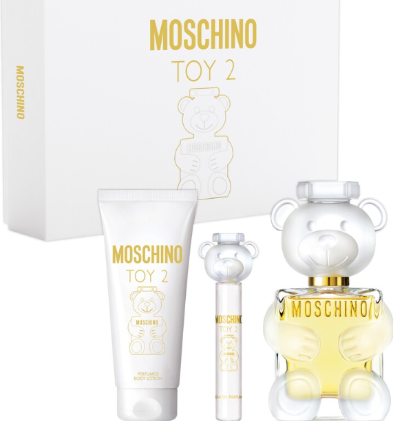 Moschino Toy 2 3-Piece Gift Set for Women | EDP Spray + Body Lotion + Travel Spray | Whimsical Floral Fragrance
