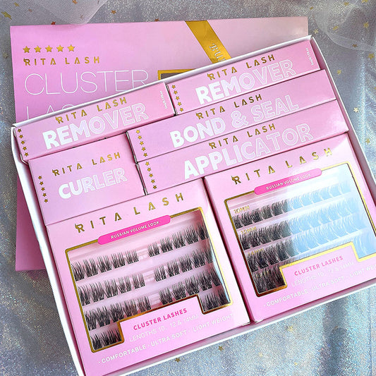 2 Box Eyelashes Kit,1Set Mixed Length & Styles Eyelash Extensions with Lash Curler & Remover &Tweezers, Self Grafting Fake Eyelashes,Cosmetic