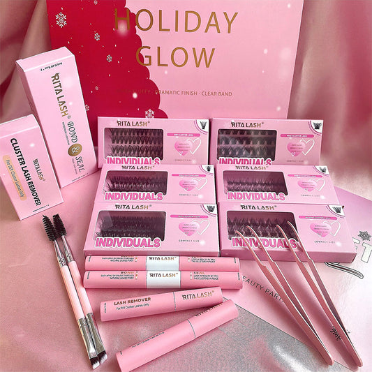 Natural False Eyelashes Kit,1Set Mixed Length & Styles Eyelash Extensions with Lash Glue & Remover &Tweezers, Self Grafting Fake Eyelashes,Cosmetic