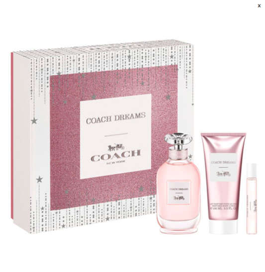 Coach Dreams for Women 3-Piece Gift Set – Eau de Parfum Full Size, Travel Spray & Body Lotion | Floral Fruity Fragrance