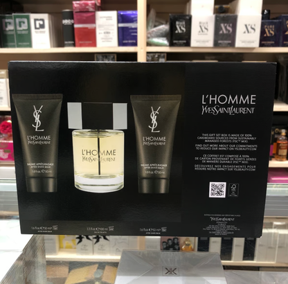 Yves Saint Laurent L’Homme for Men – 3-Piece Gift Set | EDT Spray + 2 Shower Gels | Sophisticated & Spicy Fragrance